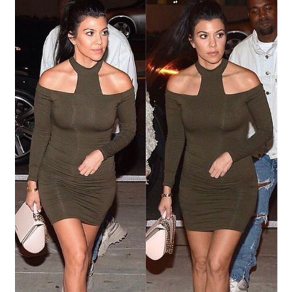 My style mode double lined T neck mini olive green